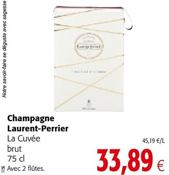 Promotions Champagne laurent-perrier la cuvée brut - Laurent-Perrier - Valide de 03/01/2018 à 16/01/2018 chez Colruyt
