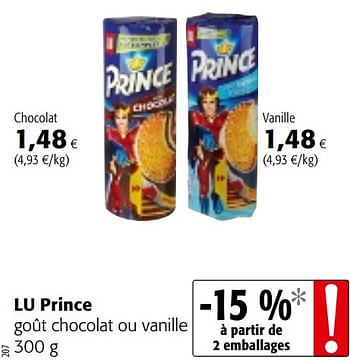 Promotions Lu prince goût chocolat ou vanille - Lu - Valide de 03/01/2018 à 16/01/2018 chez Colruyt