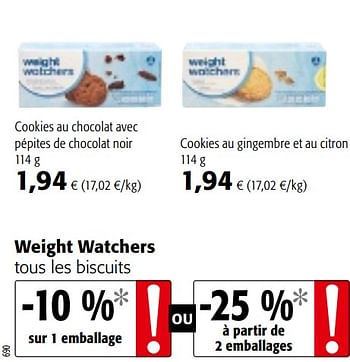 Promotions Weight watchers tous les biscuits - Weight Watchers - Valide de 03/01/2018 à 16/01/2018 chez Colruyt