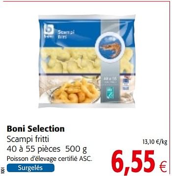 Promotions Boni selection scampi fritti - Boni - Valide de 03/01/2018 à 16/01/2018 chez Colruyt