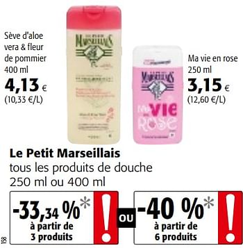 Promotions Le petit marseillais tous les produits de douche - Le Petit Marseillais - Valide de 03/01/2018 à 16/01/2018 chez Colruyt