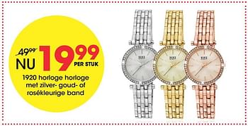 Promoties 1920 horloge horloge met zilver- goud- of rosékleurige band - 1920 Vintage Style - Geldig van 03/01/2018 tot 22/01/2018 bij Lucardi