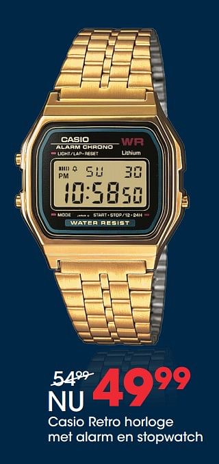 Promotions Casio retro horloge met alarm en stopwatch - Casio - Valide de 03/01/2018 à 22/01/2018 chez Lucardi