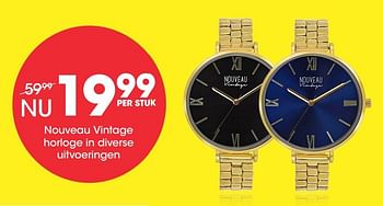 Promoties Nouveau vintage horloge in diverse uitvoeringen - Nouveau Vintage - Geldig van 03/01/2018 tot 22/01/2018 bij Lucardi