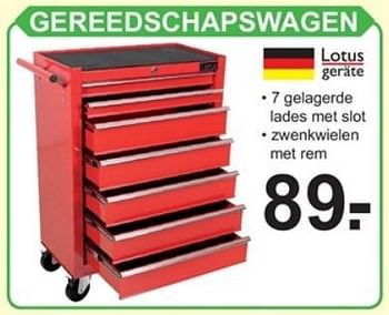 Promoties Gereedschapswagen - Lotus Geräte - Geldig van 02/01/2018 tot 20/01/2018 bij Van Cranenbroek