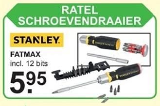Promotions Stanley ratel schroevendraaier fatmax - Stanley - Valide de 02/01/2018 à 20/01/2018 chez Van Cranenbroek