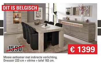 Promotions Mooie eetkamer met indirecte verlichting dressoir + vitrine + tafel - Produit maison - Prijzenkoning - Valide de 03/01/2018 à 31/01/2018 chez Comfortmeubel