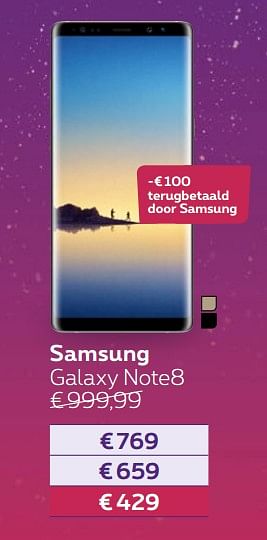 Promoties Samsung galaxy note8 - Samsung - Geldig van 03/01/2018 tot 31/01/2018 bij Proximus