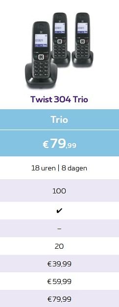 Promoties Twist 304 trio - Huismerk - Proximus - Geldig van 03/01/2018 tot 31/01/2018 bij Proximus