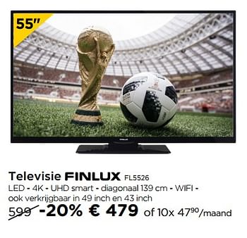 Promoties Televisie finlux fl5526 - Finlux - Geldig van 01/01/2018 tot 31/01/2018 bij Molecule