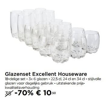 Promoties Glazenset excellent houseware - Excellent Houseware - Geldig van 01/01/2018 tot 31/01/2018 bij Molecule