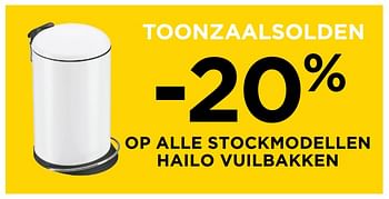 Promotions Toonzaalsolden - 20% op alle stockmodellen hailo vuilbakken - Hailo - Valide de 01/01/2018 à 31/01/2018 chez Molecule