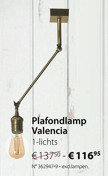 Promoties Plafondlamp valencia - Huismerk - Unikamp - Geldig van 02/01/2018 tot 26/01/2018 bij Unikamp