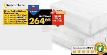 Promoties Silver pocket deluxe foam matras - Huismerk - Beter Bed - Geldig van 03/01/2018 tot 31/01/2018 bij Beter Bed