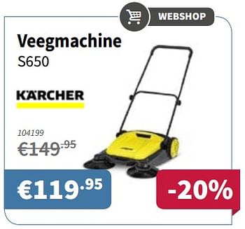 Promoties Kärcher veegmachine s650 - Kärcher - Geldig van 05/01/2018 tot 17/01/2018 bij Cevo Market