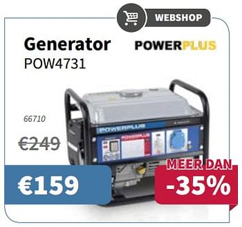 Promoties Powerplus generator pow4731 - Powerplus - Geldig van 05/01/2018 tot 17/01/2018 bij Cevo Market