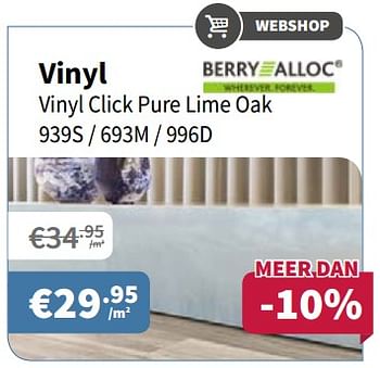 Promoties Vinyl vinyl click pure lime oak 939s - 693m - 996d - Berry Alloc - Geldig van 05/01/2018 tot 17/01/2018 bij Cevo Market