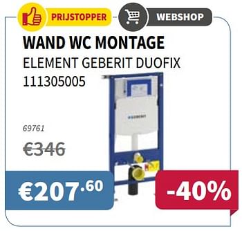 Promoties Wand wc montage element geberit duofix 111305005 - Huismerk - Cevo - Geldig van 05/01/2018 tot 17/01/2018 bij Cevo Market