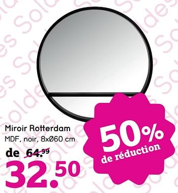 Promotions Miroir rotterdam - Produit maison - Leen Bakker - Valide de 03/01/2018 à 31/01/2018 chez Leen Bakker