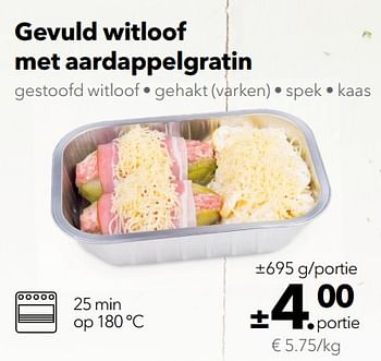 Promoties Gevuld witloof met aardappelgratin gestoofd witloof - Huismerk - Buurtslagers - Geldig van 12/01/2018 tot 18/01/2018 bij Buurtslagers Vleeshal