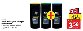 Promoties 2-in-1 douchegel + shampoo voor mannen - Cien - Geldig van 15/01/2018 tot 20/01/2018 bij Lidl