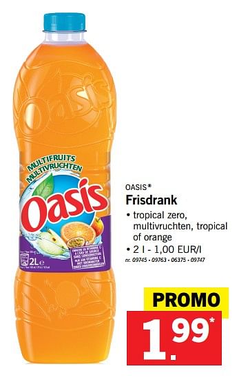 Promoties Frisdrank - Oasis - Geldig van 15/01/2018 tot 20/01/2018 bij Lidl