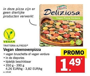 Promoties Vegan steenovenpizza - Trattoria Alfredo - Geldig van 15/01/2018 tot 20/01/2018 bij Lidl