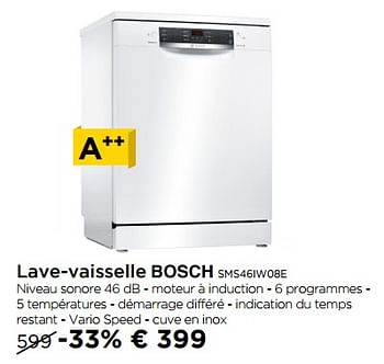 Promotions Lave-vaisselle bosch sms461w08e - Bosch - Valide de 01/01/2018 à 31/01/2018 chez Molecule