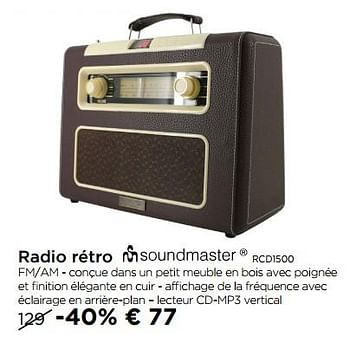 Promotions Radio rétro soundmaster rcd1500 - soundmaster - Valide de 01/01/2018 à 31/01/2018 chez Molecule
