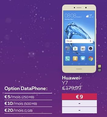 Promotions Huawei y7 - Huawei - Valide de 03/01/2018 à 31/01/2018 chez Proximus