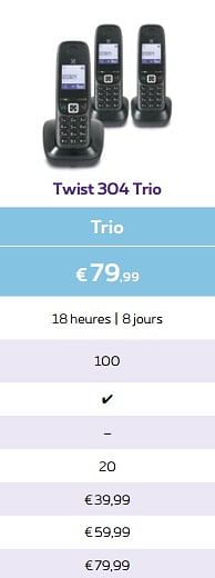 Promotions Twist 304 trio - Huismerk - Proximus - Valide de 03/01/2018 à 31/01/2018 chez Proximus
