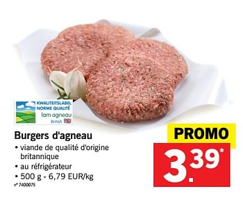 Promotions Burgers d`agneau - Produit maison - Lidl - Valide de 15/01/2018 à 20/01/2018 chez Lidl