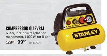 Promoties Stanley compressor olievrij - Stanley - Geldig van 02/01/2018 tot 28/01/2018 bij Freetime