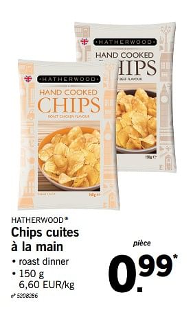 Promoties Chips cuites à la main - Hatherwood - Geldig van 15/01/2018 tot 20/01/2018 bij Lidl