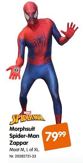 Promoties Morphsuit spider-man zappar - Marvel - Geldig van 02/01/2018 tot 19/02/2018 bij Fun