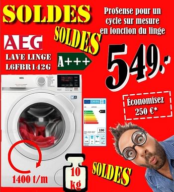 Promotions Aeg lave linge l6fbr142g - AEG - Valide de 01/01/2018 à 31/01/2018 chez Electro Zschau