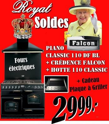 Promotions Falcon piano classic 110 df bl + crédence falcon + hotte 110 classic - Falcon - Valide de 01/01/2018 à 31/01/2018 chez Electro Zschau