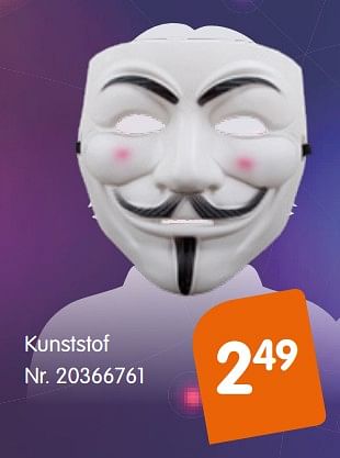 Promoties Kunststof masker - Huismerk - Fun - Geldig van 02/01/2018 tot 19/02/2018 bij Fun