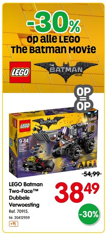 Promoties Lego batman movie two-face dubbele verwoesting 70915 - Lego - Geldig van 02/01/2018 tot 19/02/2018 bij Fun