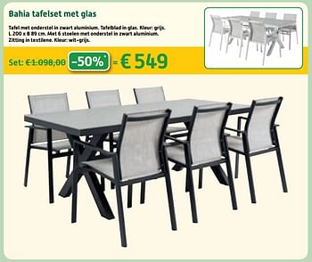 Promoties Bahia tafelset met glas - Bristol - Geldig van 03/01/2018 tot 31/01/2018 bij Overstock