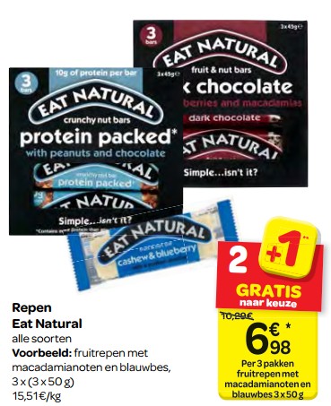 Promoties Repen eat natural - Eat Natural - Geldig van 10/01/2018 tot 22/01/2018 bij Carrefour