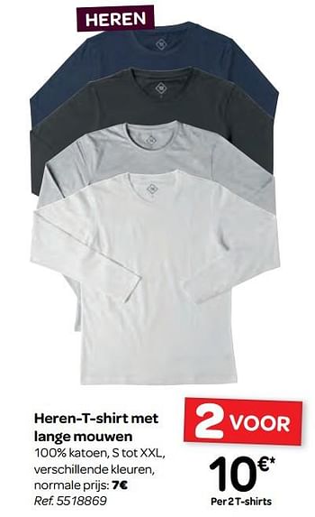 Promoties Heren-t-shirt met lange mouwen - Huismerk - Carrefour  - Geldig van 10/01/2018 tot 22/01/2018 bij Carrefour
