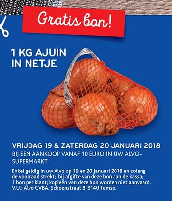 Promoties 1 kg ajuin in netje - Huismerk - Alvo - Geldig van 17/01/2018 tot 30/01/2018 bij Alvo