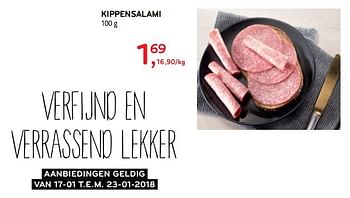 Promoties Kippensalami - Huismerk - Alvo - Geldig van 17/01/2018 tot 23/01/2018 bij Alvo