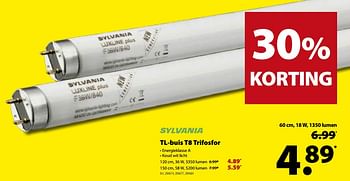 Promoties Tl-buis t8 trifosfor - Sylvania - Geldig van 17/01/2018 tot 29/01/2018 bij Gamma