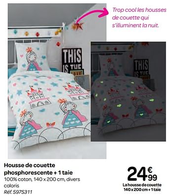 Promoties Housse de couette phosphorescente + 1 taie - Huismerk - Carrefour  - Geldig van 10/01/2018 tot 22/01/2018 bij Carrefour