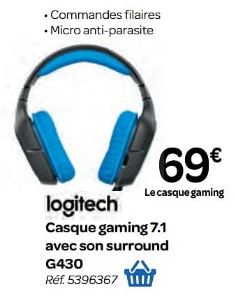 Promotions Logitech casque gaming 7.1 avec son surround g430 - Logitech - Valide de 10/01/2018 à 22/01/2018 chez Carrefour