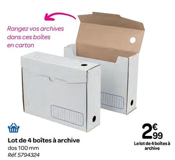 Promoties Lot de 4 boîtes à archive - Huismerk - Carrefour  - Geldig van 10/01/2018 tot 22/01/2018 bij Carrefour