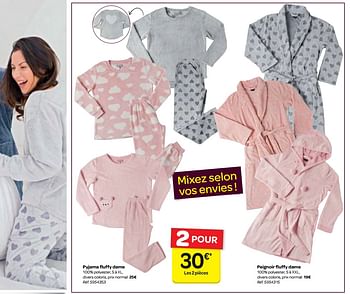 Promotions Pyjama fluffy dame - Produit maison - Carrefour  - Valide de 10/01/2018 à 22/01/2018 chez Carrefour