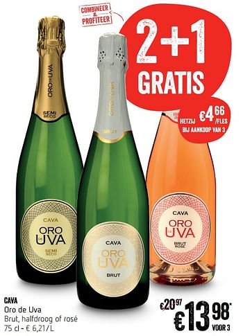 Promoties Cava oro de uva - Schuimwijnen - Geldig van 11/01/2018 tot 17/01/2018 bij Delhaize